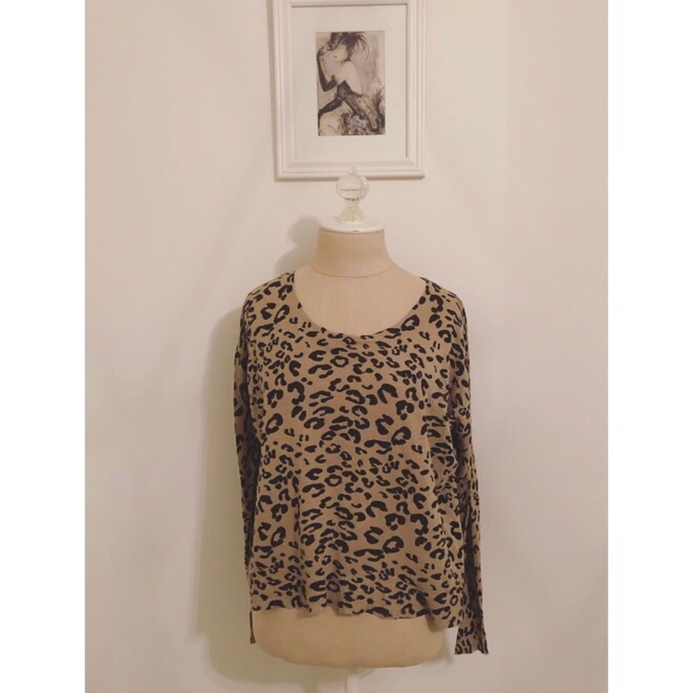 Olivaceous Zip Cheetah Print Sweater